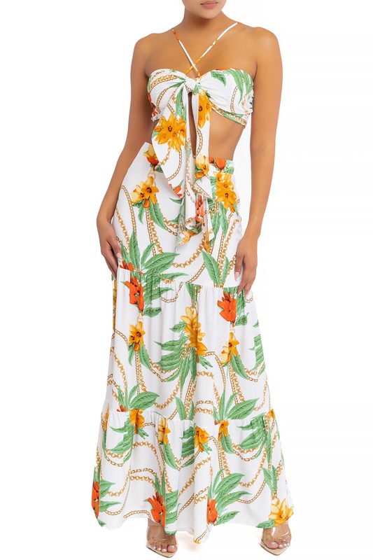 Palm Chains Maxi Skirt Set